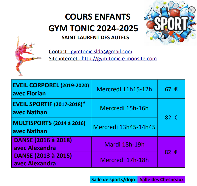 Cours enfants 2025 maj 1